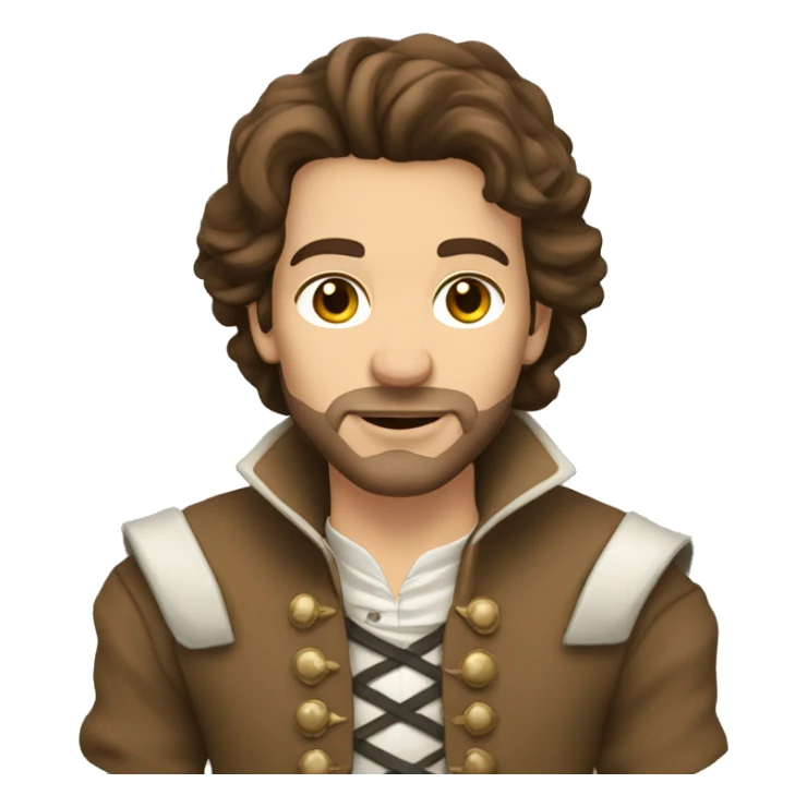 Musketeer beige jaket brown hair no mustache sticker