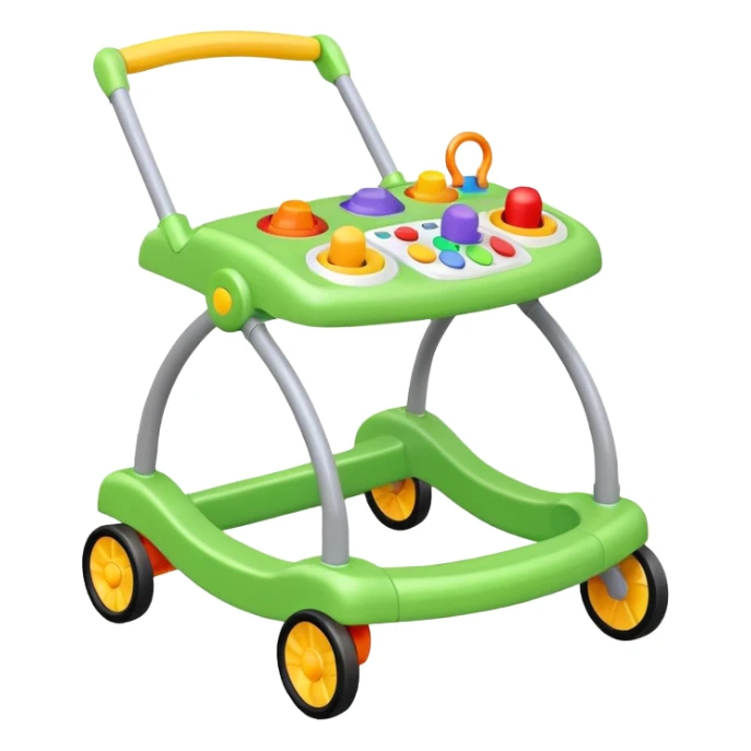 green baby walker with toys on it sticker