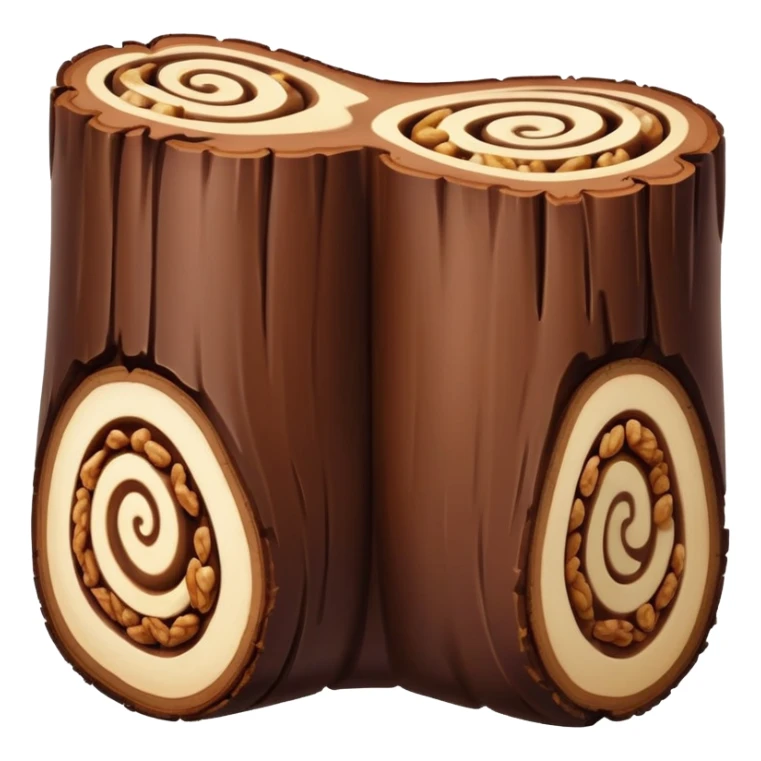 Oblong Tree-log-shaped-chocolate with marsipan swirled inside and with walnuts on top  without leaves sticker