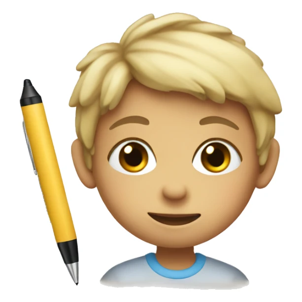 child with paper and pen sticker