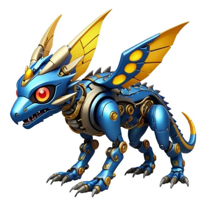  exotic futuristic warm-colored modern cyber-Fakémon-Digimon-Trico-creature sticker