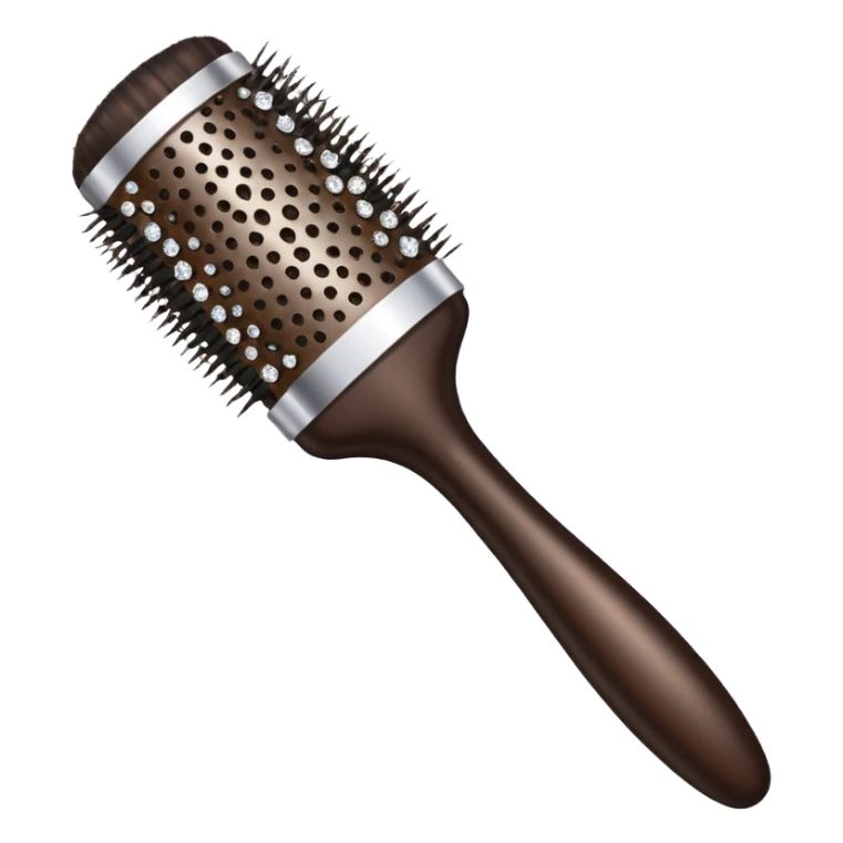 dark brown hair brush with diamonds sticker