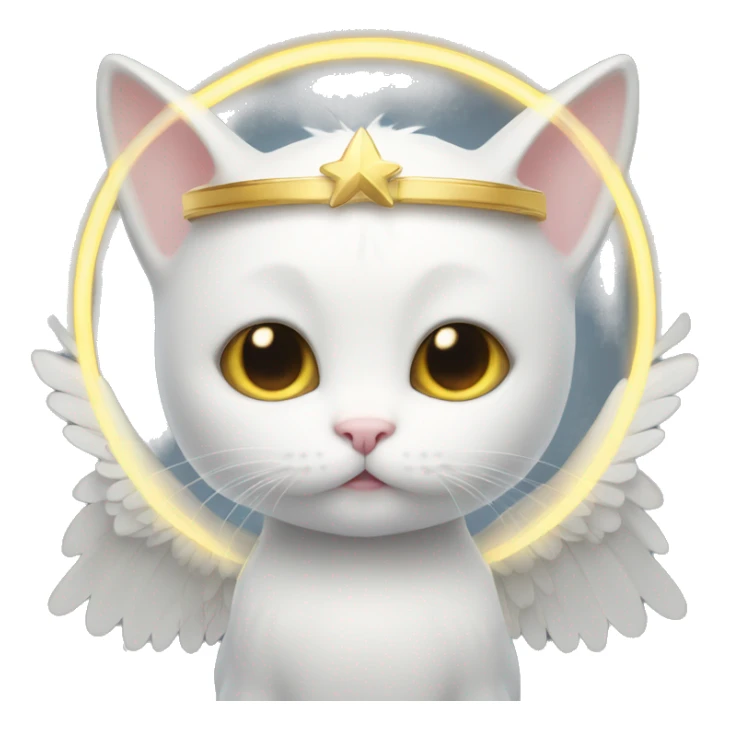 Little white cat with a halo and wings  sticker