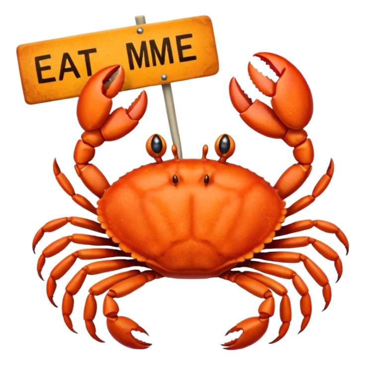 Crab holding eat me sign sticker