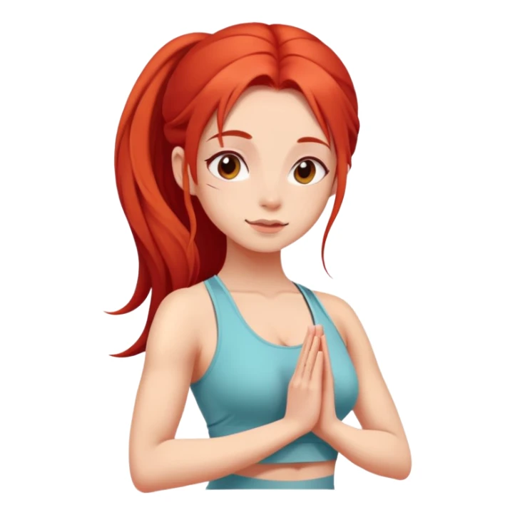 Cute girl with red long hair in yoga  sticker