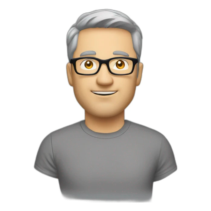 middle-age-lean-white-man, with-black-short-hair-&-glasses,-wearing-t-shirt, side view sticker