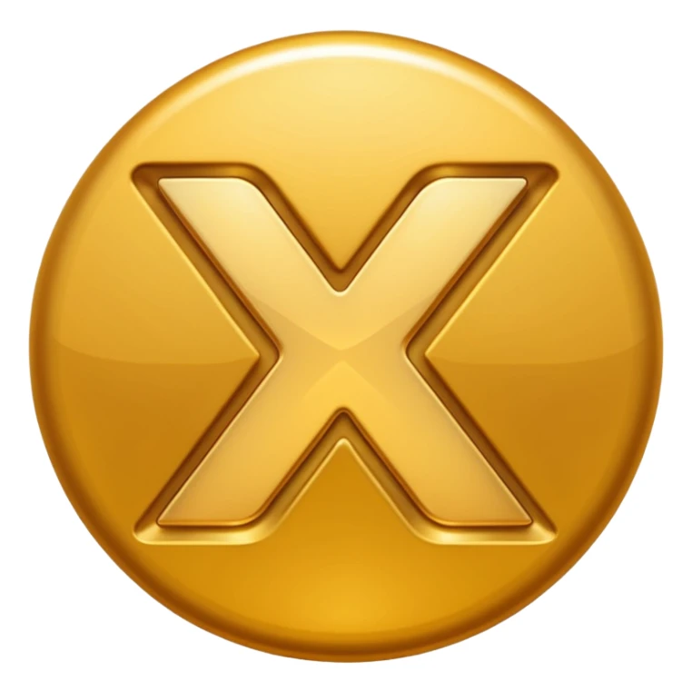 emoji-style glossy icon with two characters: X and S placed side by side forming “XS”, bold rounded font, golden 3D shine, smooth gradients, soft highlights, transparent background

 sticker