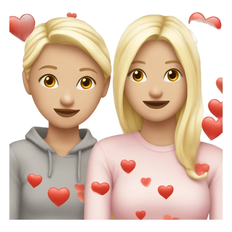 2 blonde white girls in love with hearts sticker