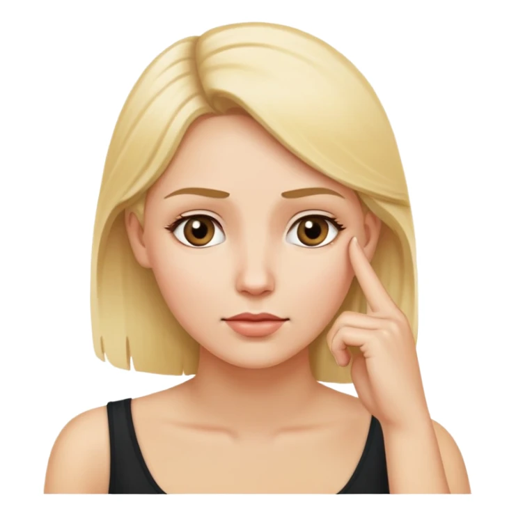 blond woman with a finger touching head above her ear to show she is thinking sticker