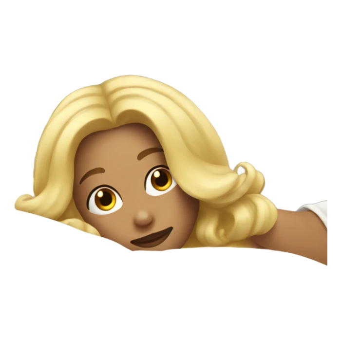 Blonde girl laying in bed sticker