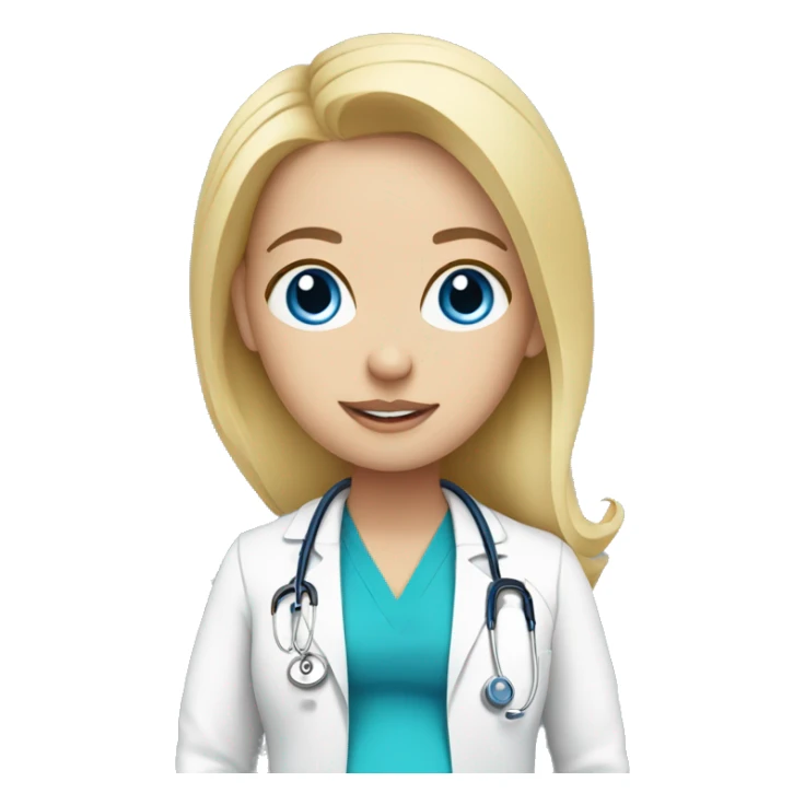 White Pregnant doctor blue eyes, blond hair sticker