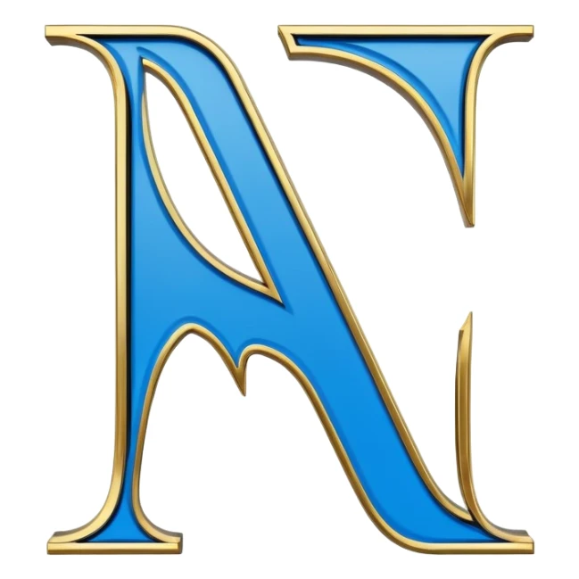 Bold Black-Blue-White-Gold Font Letter “N” sticker
