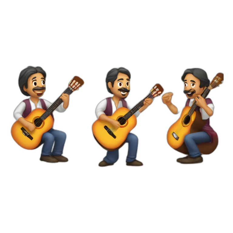 gitano tocando la guitarra con dos enanos bestidos de flamenca sticker