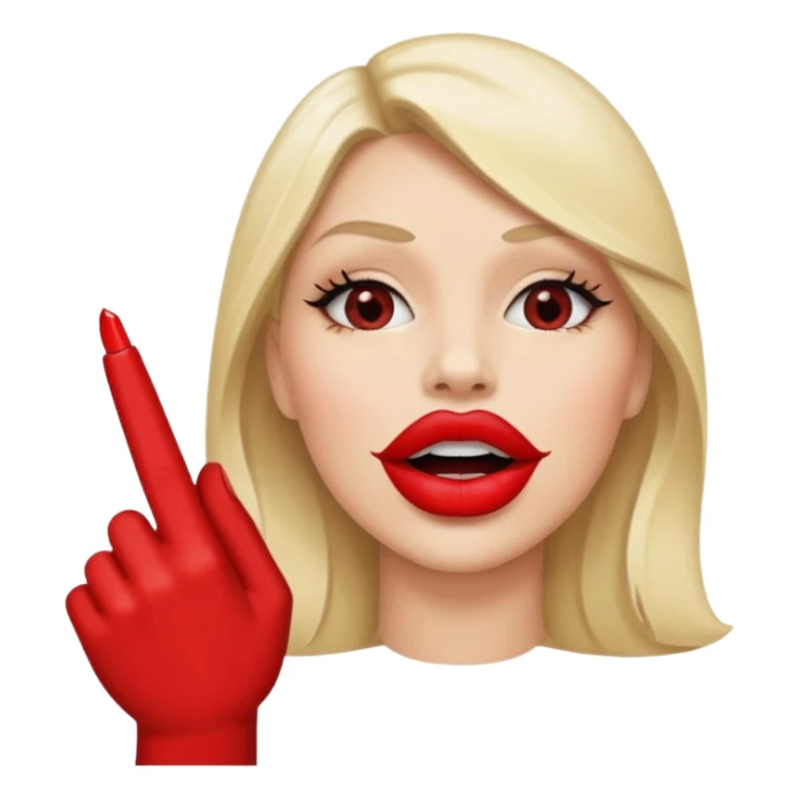 Hand doing rock on symbol in front of sideways lips sticker