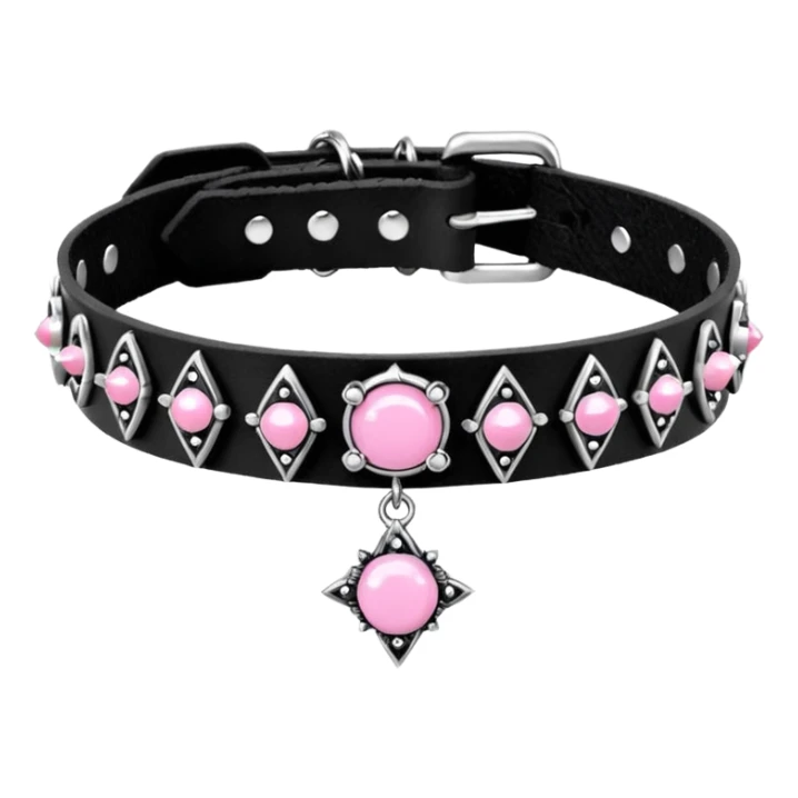 BLACKPINK-inspired gothic choker , no hearts, black and pink, cute, remove background sticker