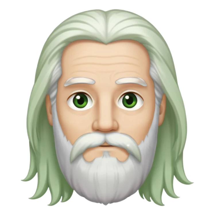 Long white-hair, parted in the middle Jaap with long white beard, black eyebrows and hazel green eyes sticker