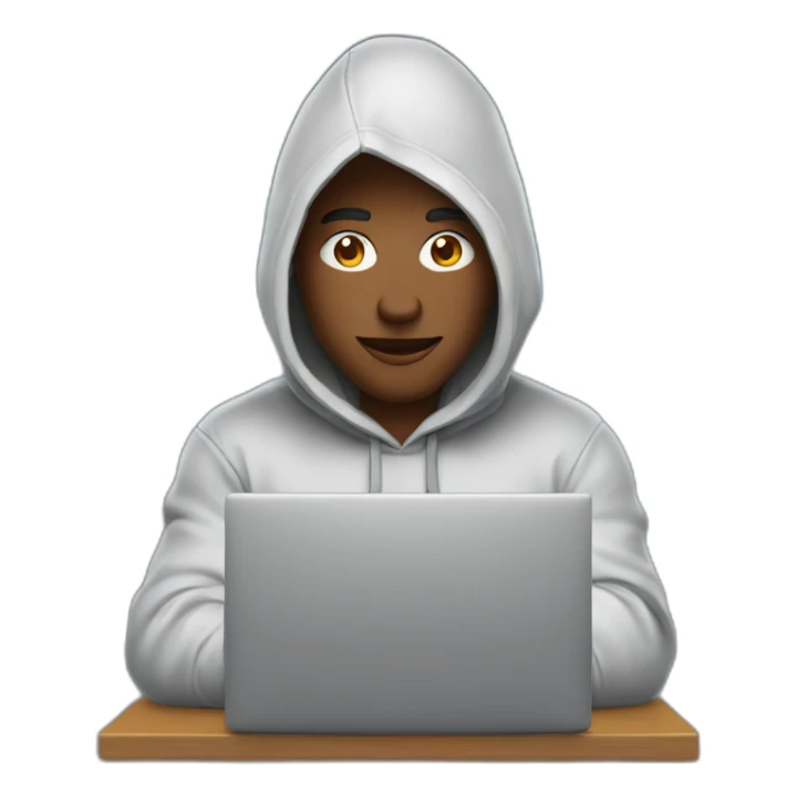 De bie Young man with a hood behind his laptop sticker