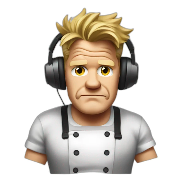 gordon ramsay listening with headphones, cooking sticker