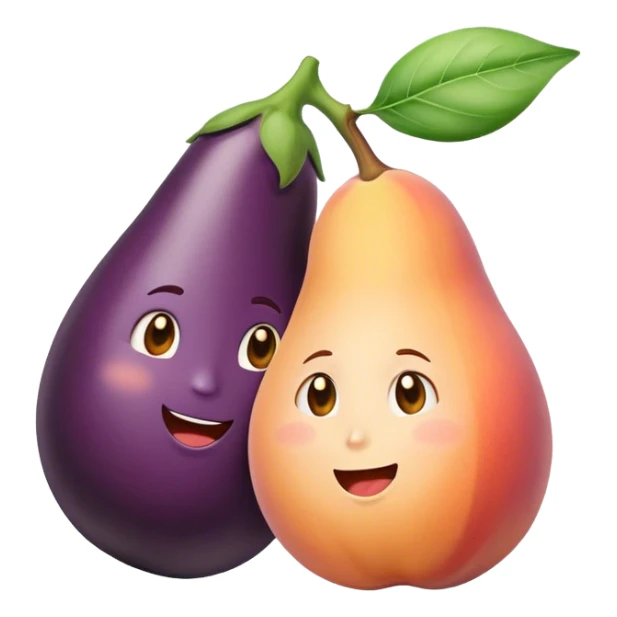 Aubergine disant bonjour à une pêche  sticker