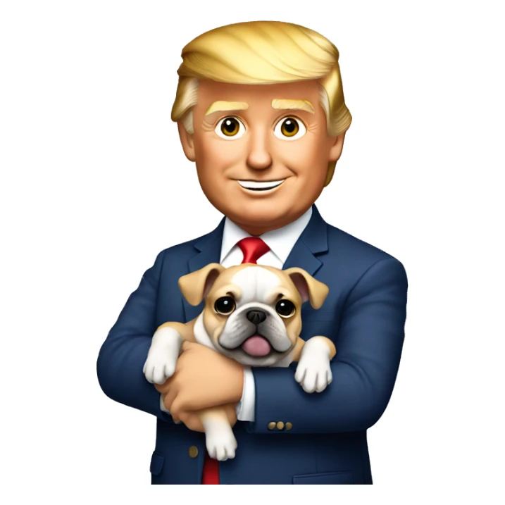 Donald trump holding a French bulldog sticker