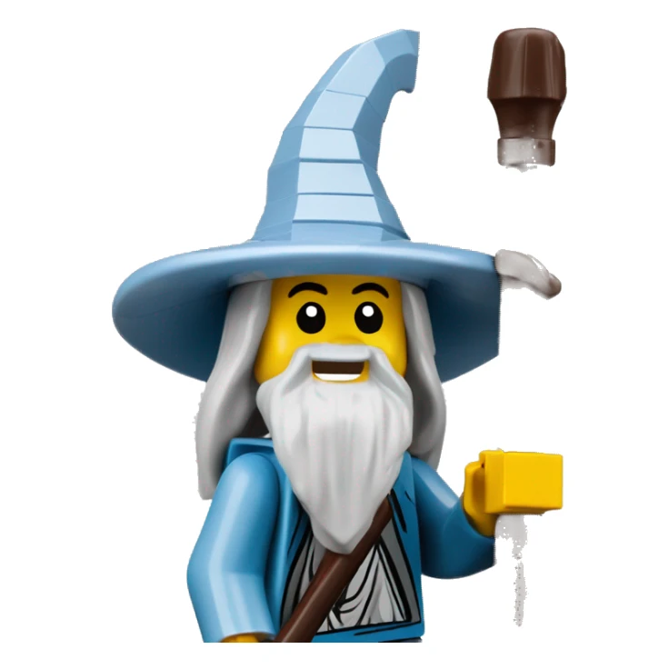 LEGO GANDALF MINIFIGURE SMILING AND LIFTING HIS STAFF sticker