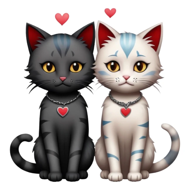 two emo cats in love, both with visible tattoos and cool, edgy hair sticker
