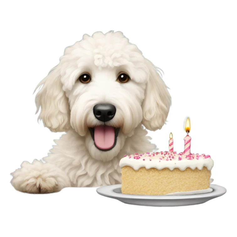 White Goldendoodle eating birthday cake  sticker