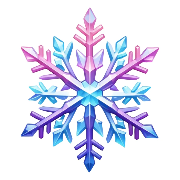 Gradient iridescent Pastel Pink violet blue white crystal snowflake  sticker