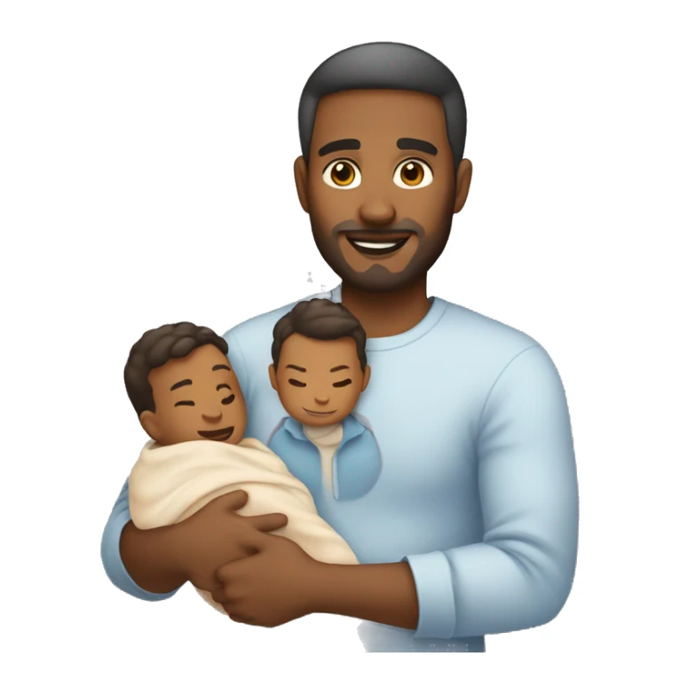 Light brown skin father holding newborn  sticker