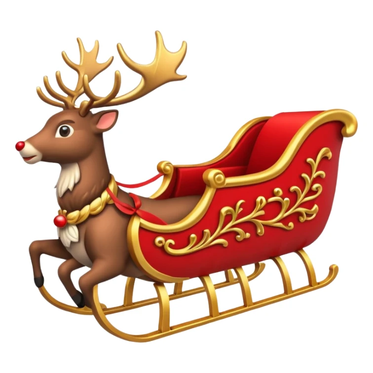 santa's sleigh with reindeer in flight sticker