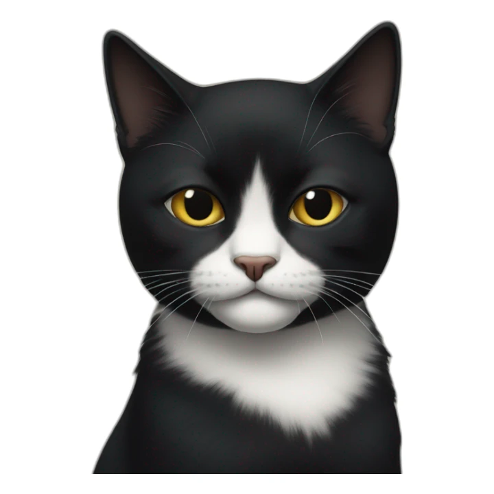 disapointed black cat with a white chin sticker