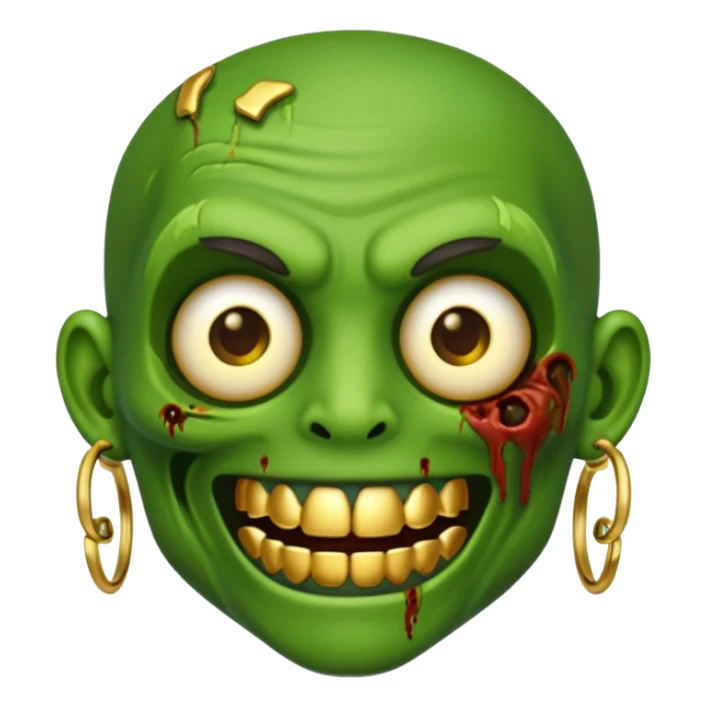Create a zombie emoji with grillz and earring sticker