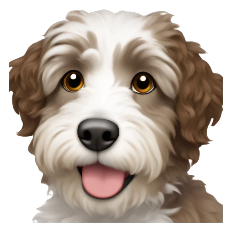 A mini aussiedoodle with brown and white fur  sticker