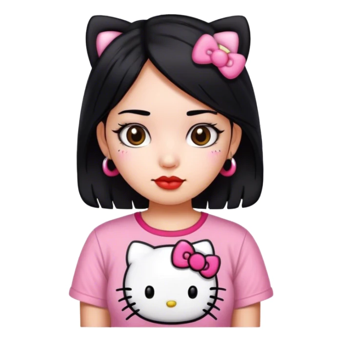 hello kitty girl black hair mexican sticker