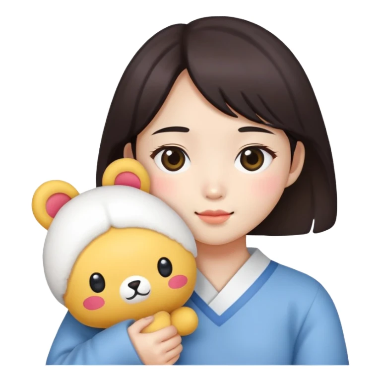 Korean girl holding a plushy sticker