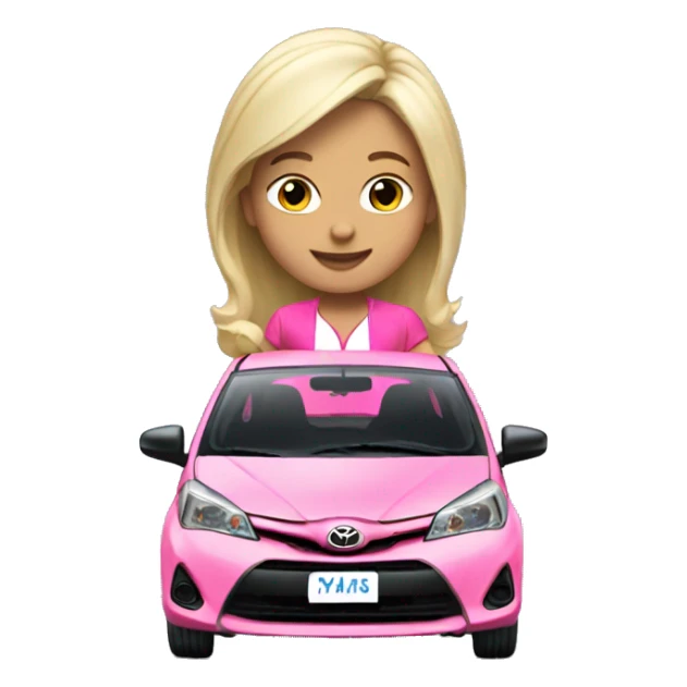 Cute blonde girl driving a Pink toyota Yaris  sticker