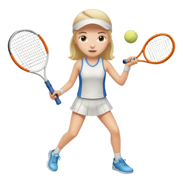 white young girl with one racket playing tennis sticker