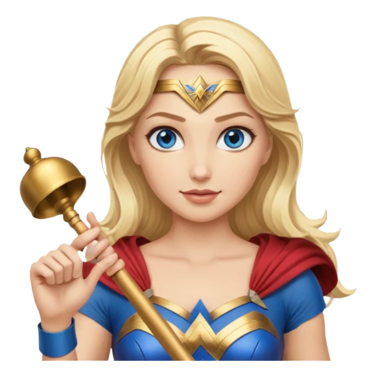 Blonde blue eyes Wonder Woman holding bell and baton sticker