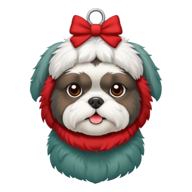 Small all OVER dark grey shih tzu CHRISTMAS sticker