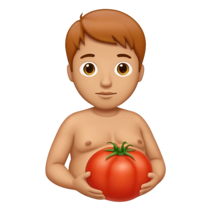pregnant man with tomato belly sticker