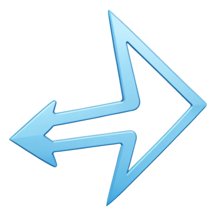 Extremely simplistic white arrow with light blue outline pointing. make the point only on one side sticker