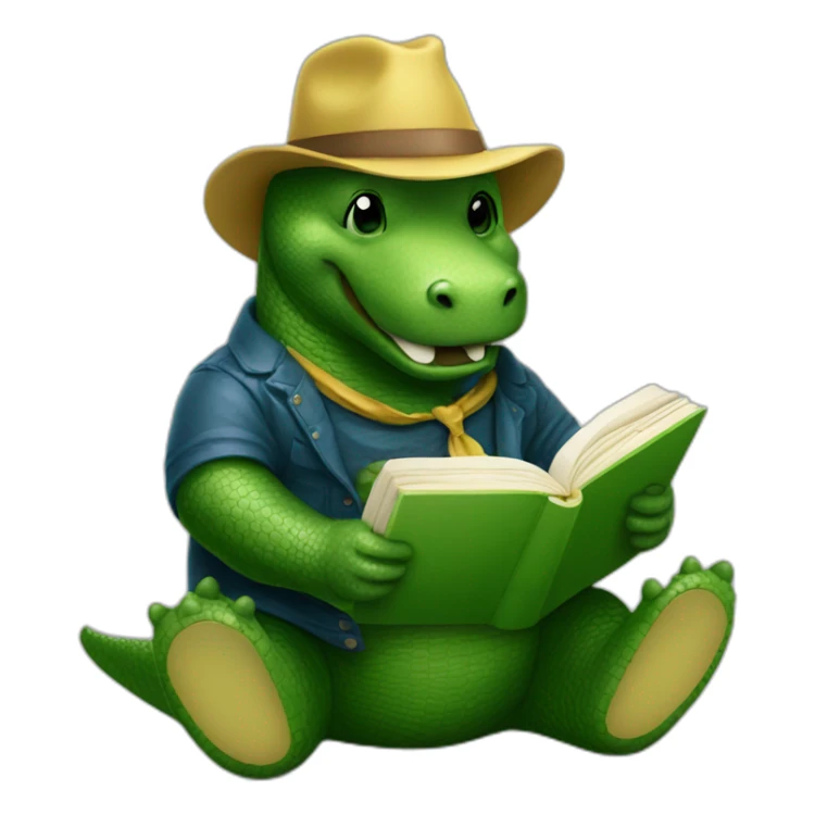 party alligatorgummy bear reading a book sticker