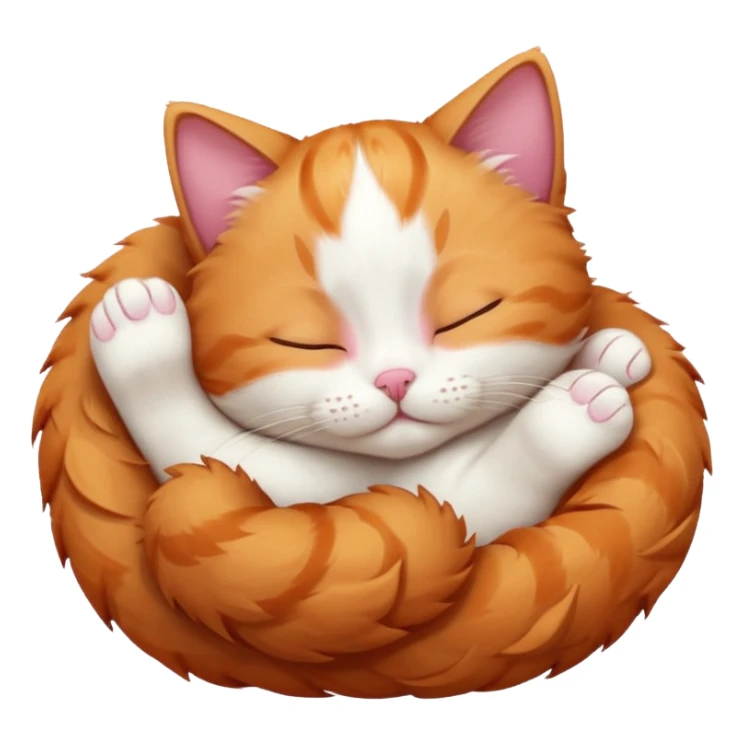 ginger and white small cat curled up with head upside down with eyes closed sticker