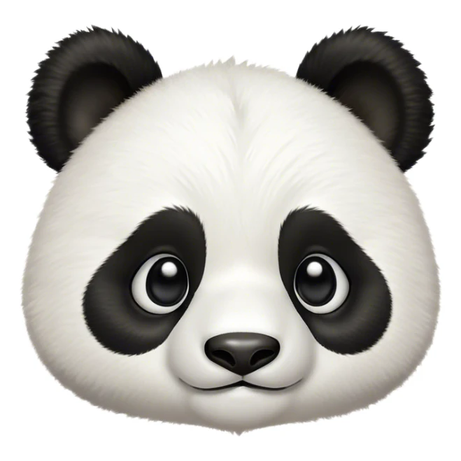 Cinematic Cute Panda Portrait Emoji, Head tilted playfully and inquisitively, featuring a fluffy, contrasting Fur of black and white with a charming expression and round, sparkling eyes filled with curiosity, Simplified yet irresistibly adorable features, highly detailed, glowing with a warm, friendly glow, high shine, affectionate and playful, stylized with a touch of bamboo whimsy, bright and endearing, soft glowing outline, capturing the essence of a mischievous yet loving panda, so playful it feels like it could roll out of the screen and into your arms! sticker