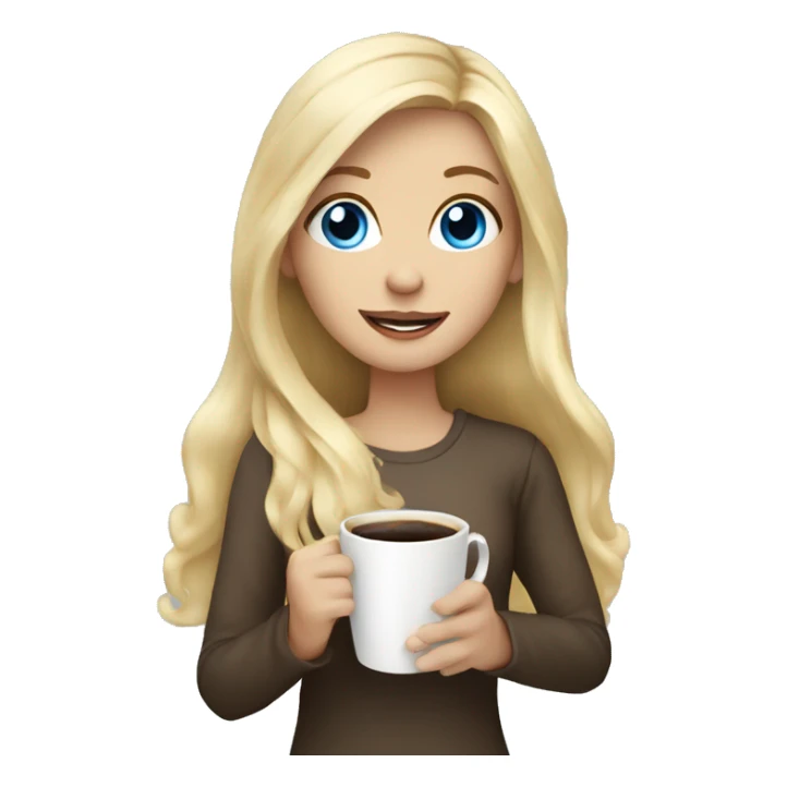 long blonde hair blue eyed girl holding coffee sticker