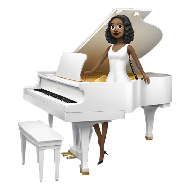 white lady in a classy dress playing the white grand piano sticker