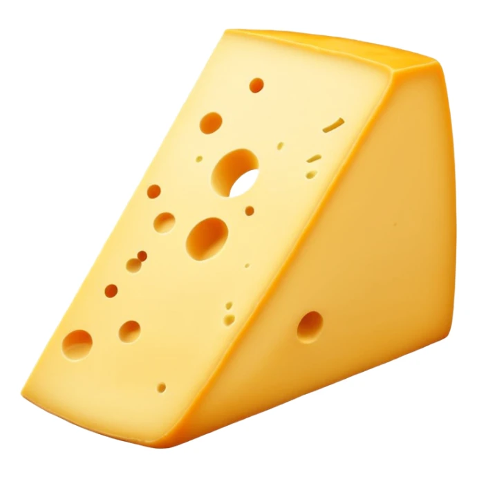 A wedge of yellow cheese with a single round hole and a thin cut slice leaning forward. sticker