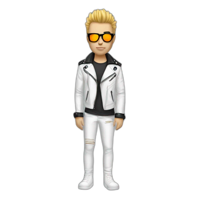 Punk male-with white leather jacket-mirror glasses sticker