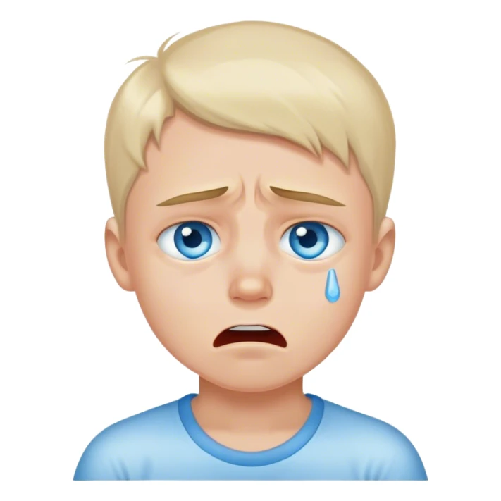 portrait of a blue eyed boy crying sticker