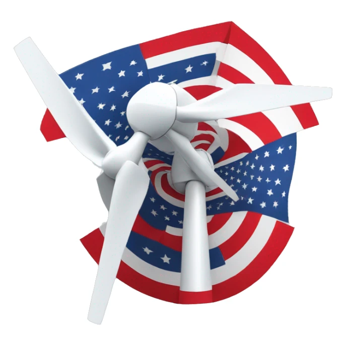 Wind turbine in usa flag colors sticker